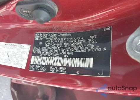 2003 Toyota Highlander V6 from USA, damaged, VIN JTEHF21A930158003